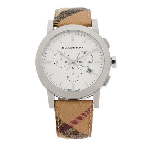 BURBERRY Stainless Steel Calfskin 43mm Haymarket